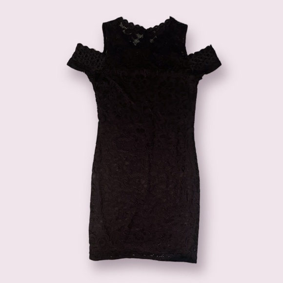 Ambiance Dresses & Skirts - Ambiance Black Lace Cutout Sleeve Dress